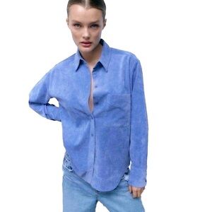 🆕 ZARA Corduroy Button Up Top Top Size M
